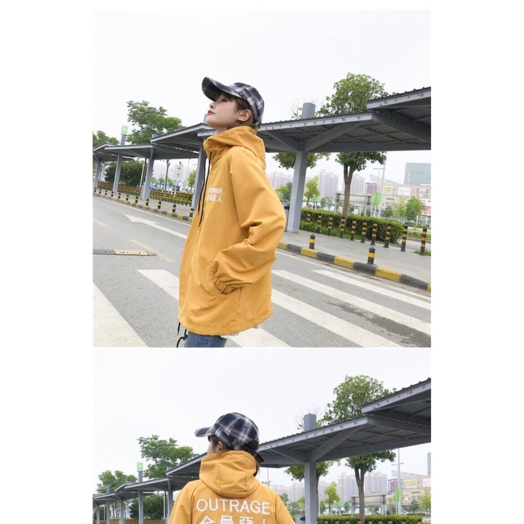 Áo khoác dù unisex nam nữ form rộng có nón vải 2 lớp cao cấp