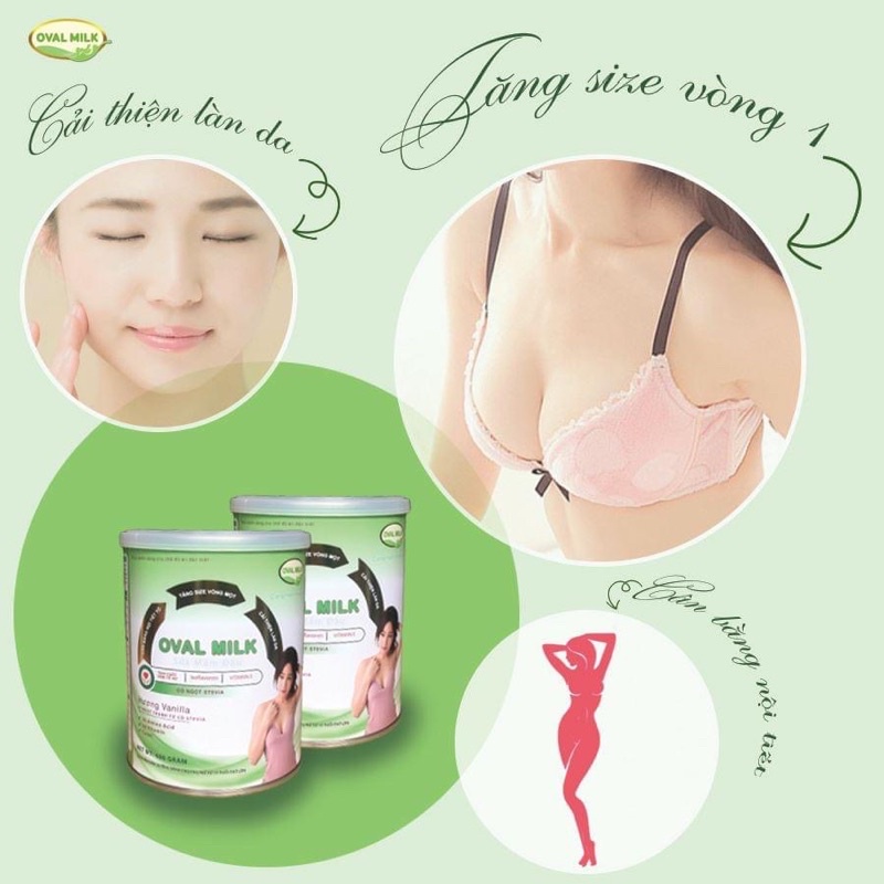 TĂNG VÒNG 1 NHANH [ 5-7CM ] NỞ NGỰC Căng Tròn Săn Chắc Vòng 1 OVAl MILK Hiệu Quả Nhất Làm Đẹp Da Sữa Mầm Đậu Oval Milk