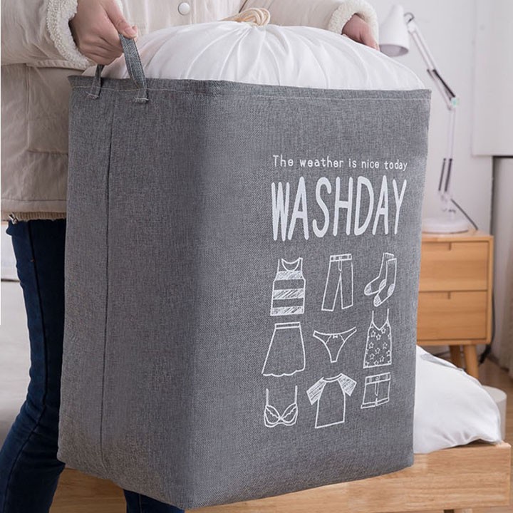 Giỏ Đựng Quần Áo Bằng Vải Cỡ Lớn, Túi Đựng Chăn Màn Đa Năng WASHDAY Có Thể Gấp Gọn Vintage Xinh Xắn 88307