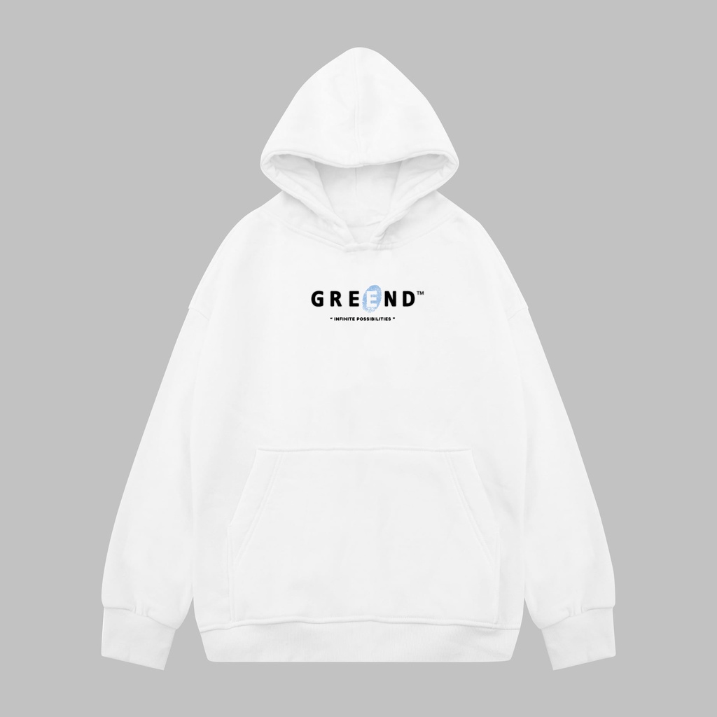 Áo Hoodie GREEND Nỉ Bông Unisex Local Brand Basic Form rộng Typo/White HD068