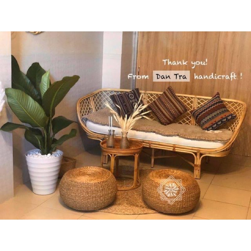 Ghế sofa mây đan caro vintage 1m6 tặng kèm nệm, ghế sofa mây thư giãn, ghế mây cao cấp giá tại xưởng Mây tre Đan Trà