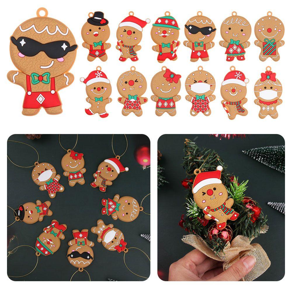 CONOPERY Bộ 12 Đồ Trang Trí Cây Thông Giáng Sinh Bằng PVC Hình Người Bánh Gừng