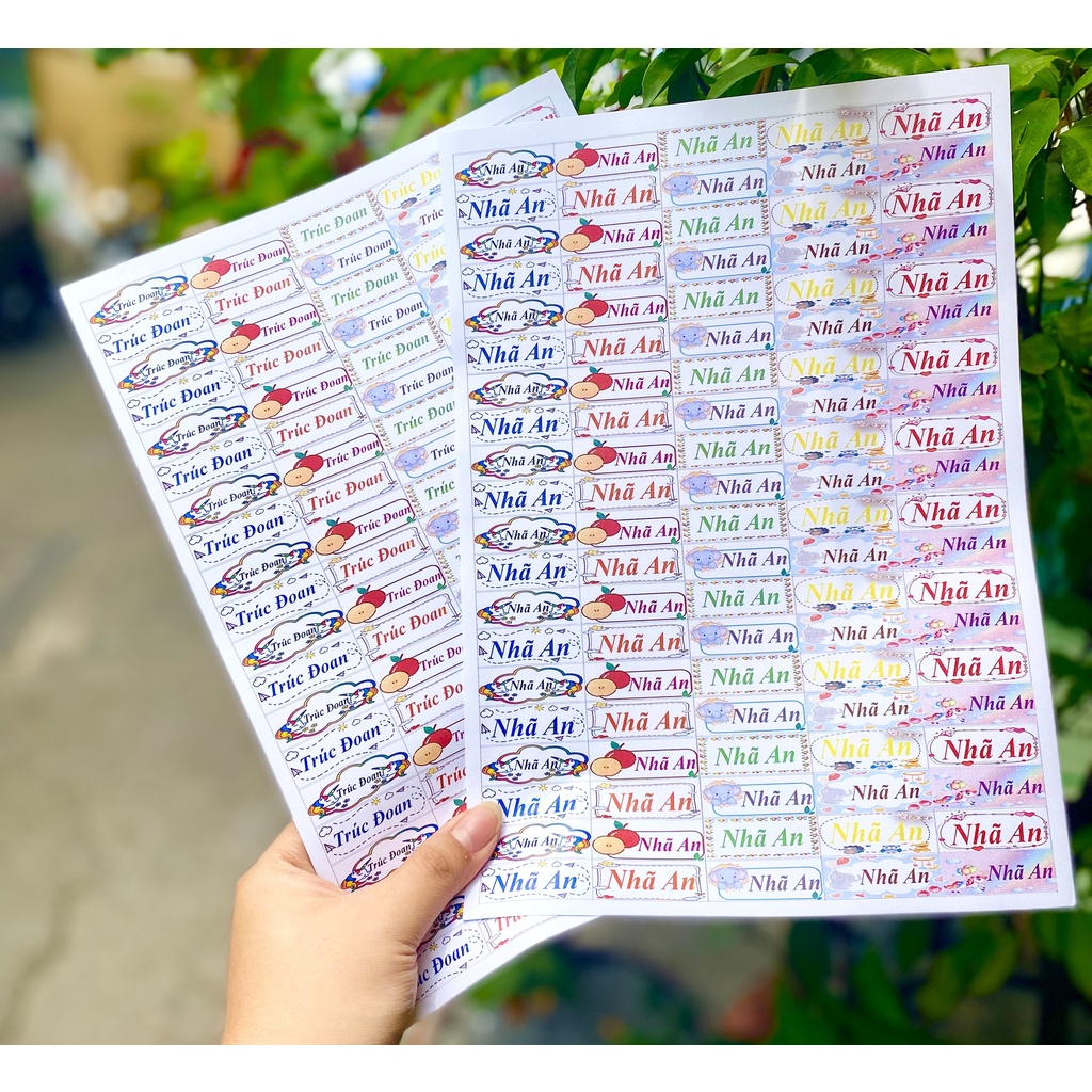SET 100 STICKER DECAL IN TÊN BÉ SIZE MINI (Đồ Dùng Dạy Học Miki)