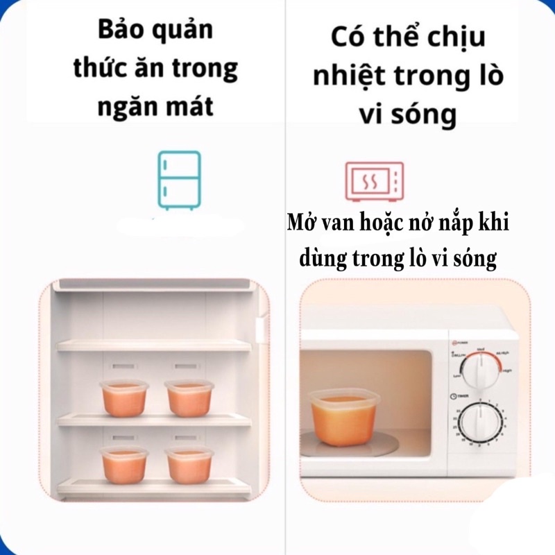 Hộp trữ đông, khay trữ đồ ăn dặm cho bé 120ml Misuta, dùng được trong lò vi sóng, có đặt lịch ngày trữ đông