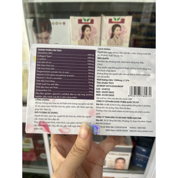 Glutathion 98% viên uống trắng da nội tiết
