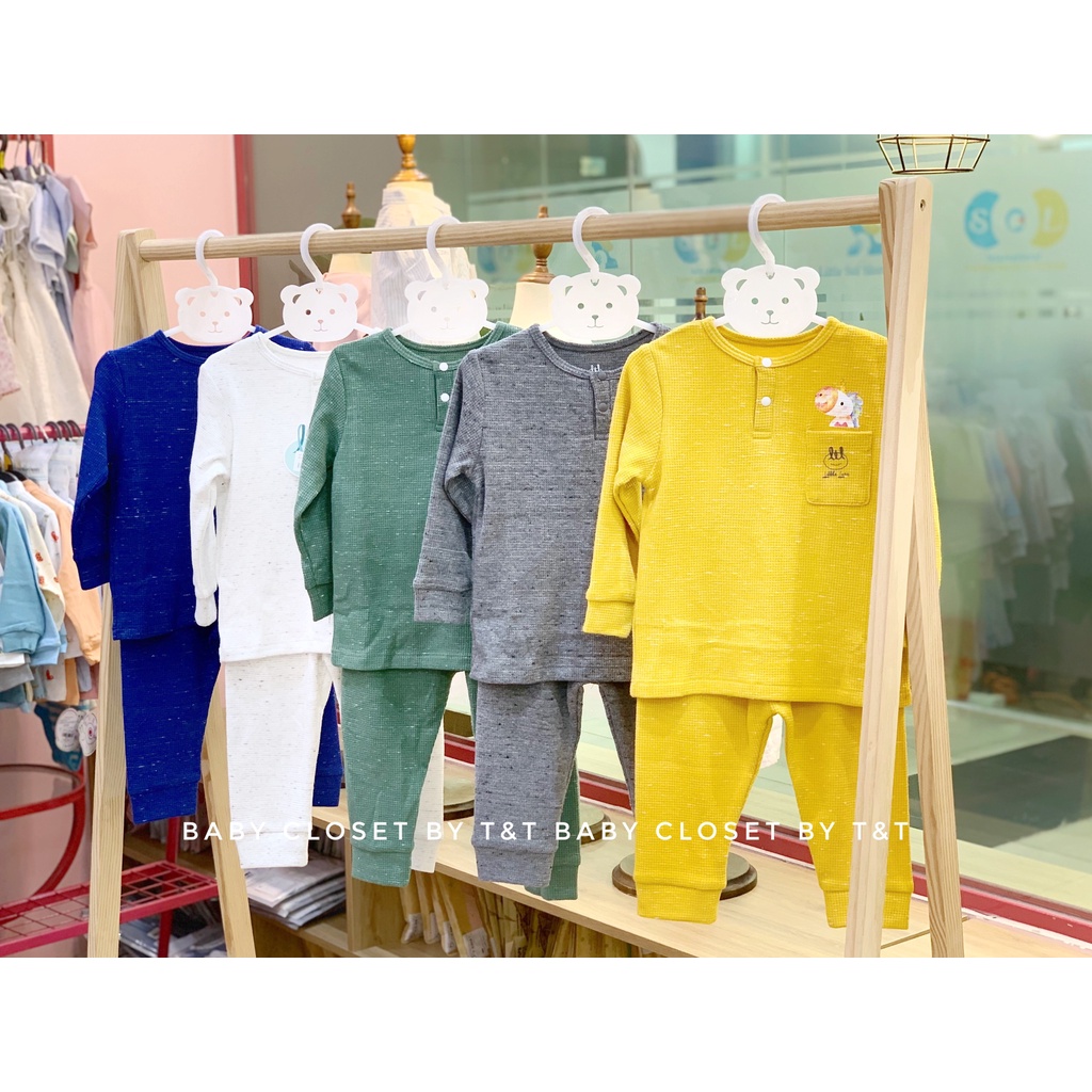 [CHÍNH HÃNG] Bộ dài tay len bổ trụ túi ngực họa tiết trẻ em đáng yêu Little Love