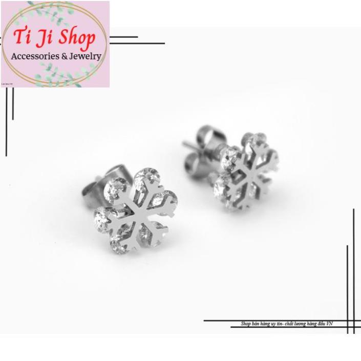 BÔNG TAI NỮ INOX HOA TUYẾT CỰC   ĐẸP GIÁ RẺ - đẹp, không đen