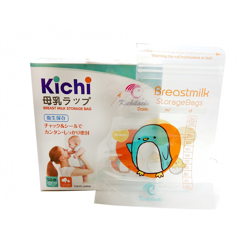 Combo sỉ 10 hộp 50 túi trữ sữa Kichilachi 250ml có vòi