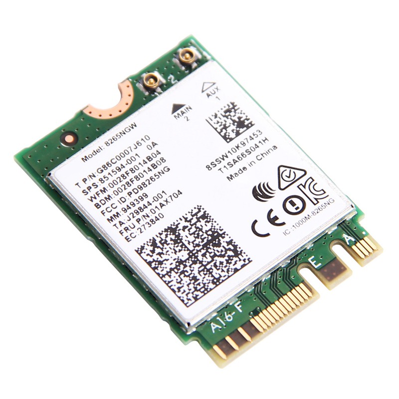 Card mạng kết nối Wi-Fi Bluetooth 2.4G / 5Ghz Intel 8265NGW AC 8265 NGFF 802.11Ac 867Mbps 2X2 MU-MIMO BT 4.2