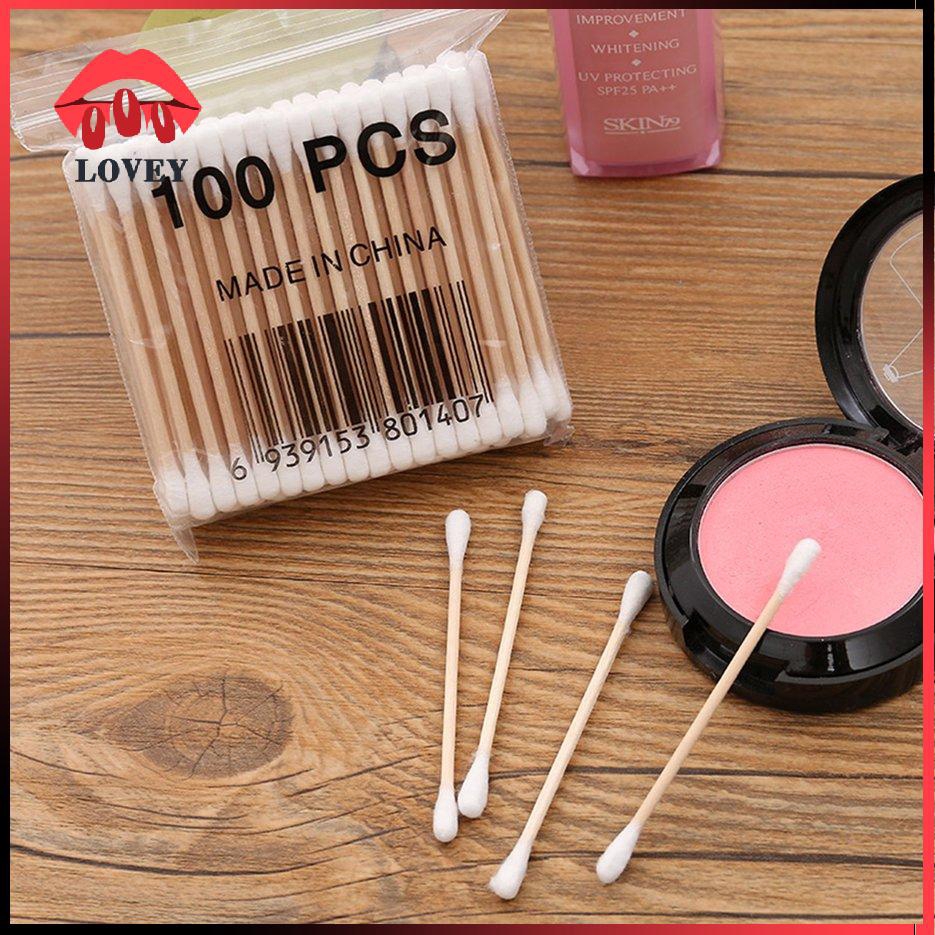 Bịch tăm bông 100 que thân gỗ (thân thiện với môi trường)