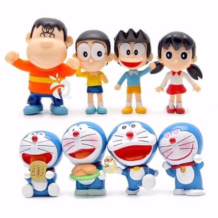 Doraemon Set 8 Mô Hình Nhân Vật Hoạt Hình Trang Trí Bánh Kem