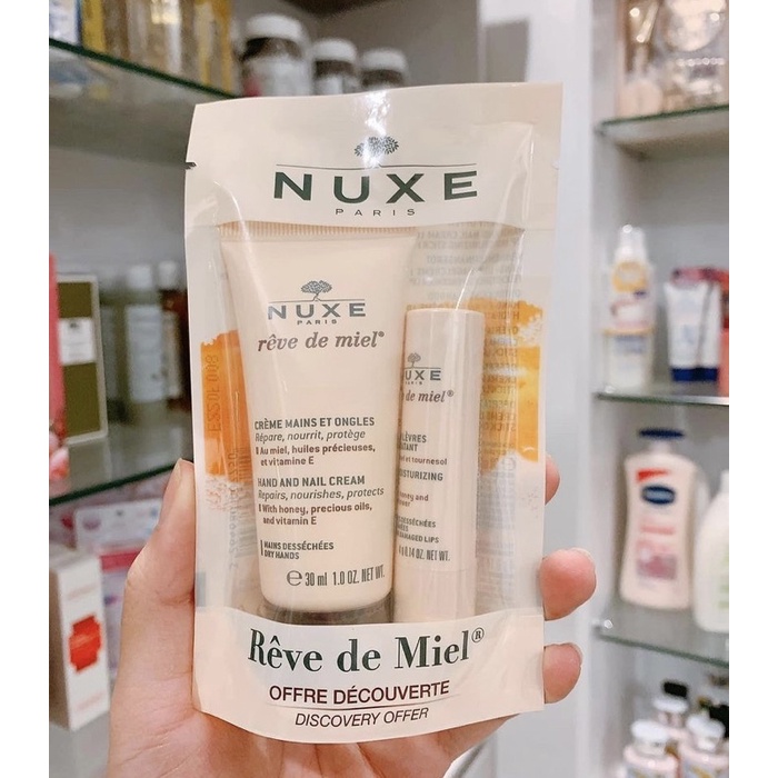 Set kem dưỡng tay và son dưỡng môi Nuxe Reve De Miel - Made In France