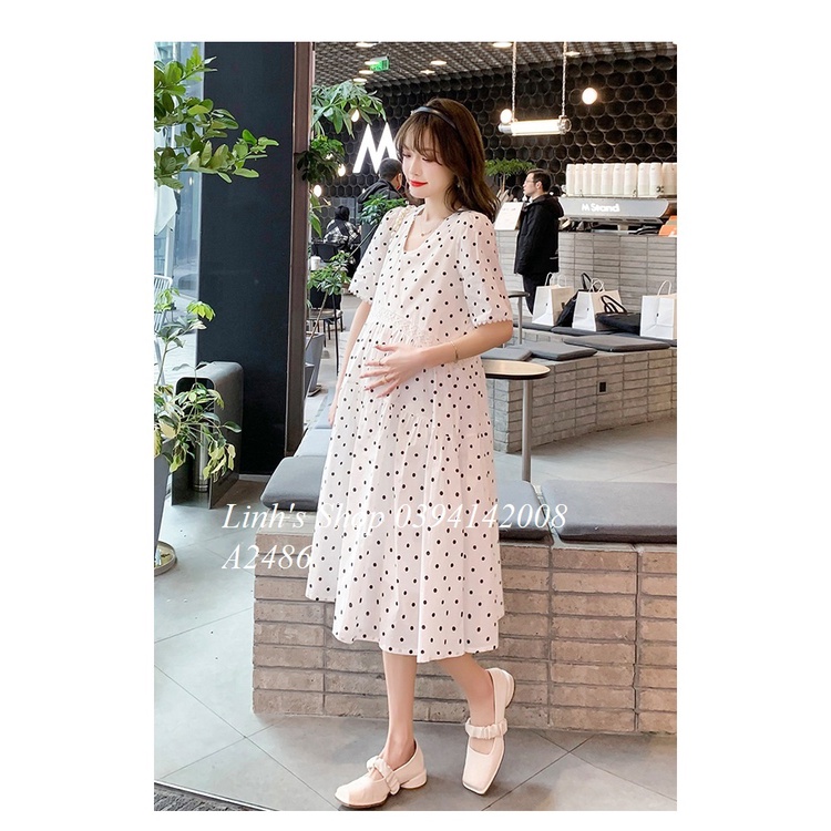 Váy Bầu Đầm Bầu Sơ Mi Hè A2486