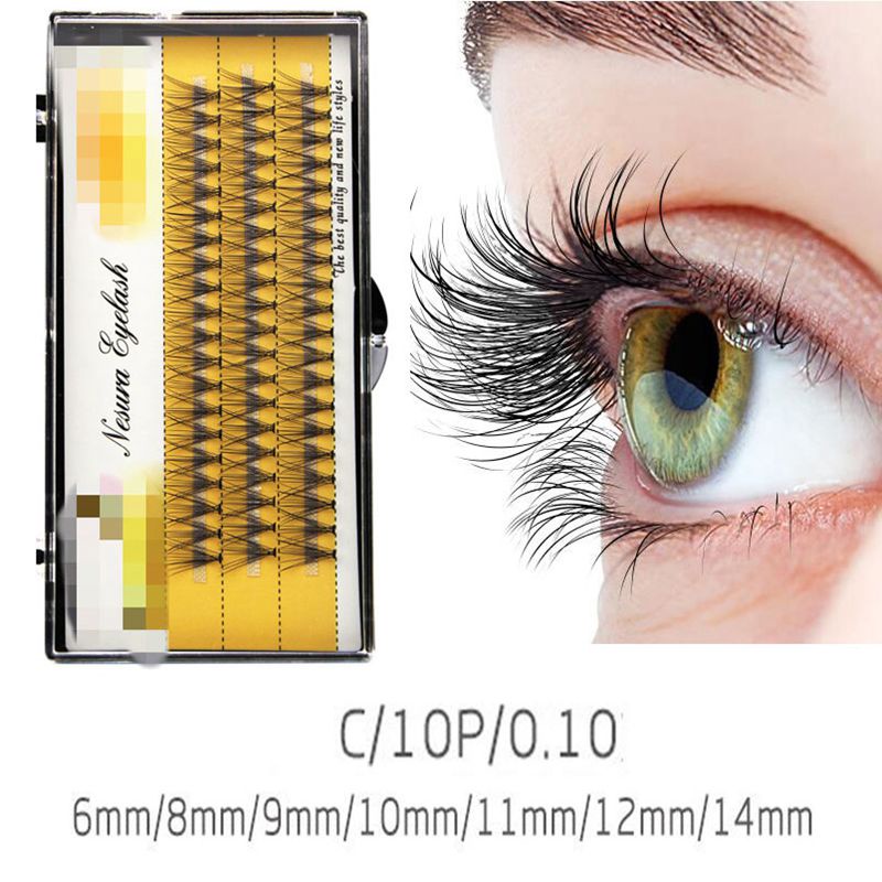 [Hàng mới về] Bộ 60 cụm lông mi giả trang trí 0.1mm cong tự nhiên cho nữ