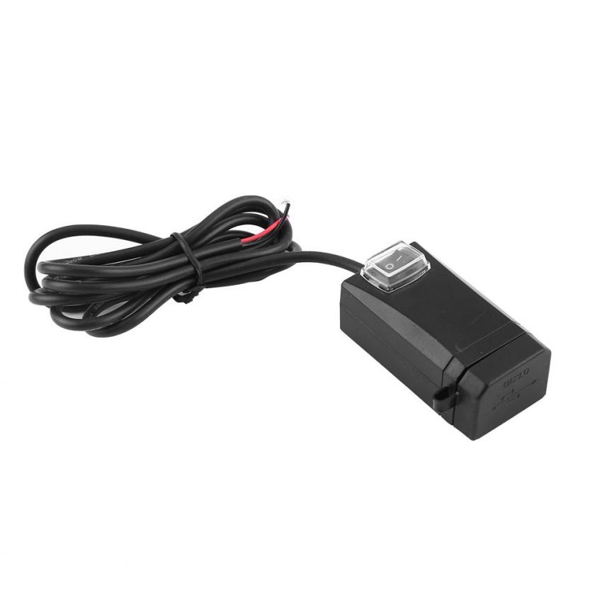 Bộ sạc điện thoại QC3.0 với công tắc 2 cổng USB 12-24V gắn xe máy tiện dụng