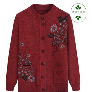 Áo len bà già tặng bà ao người già hàng quảng châu fom rộng.