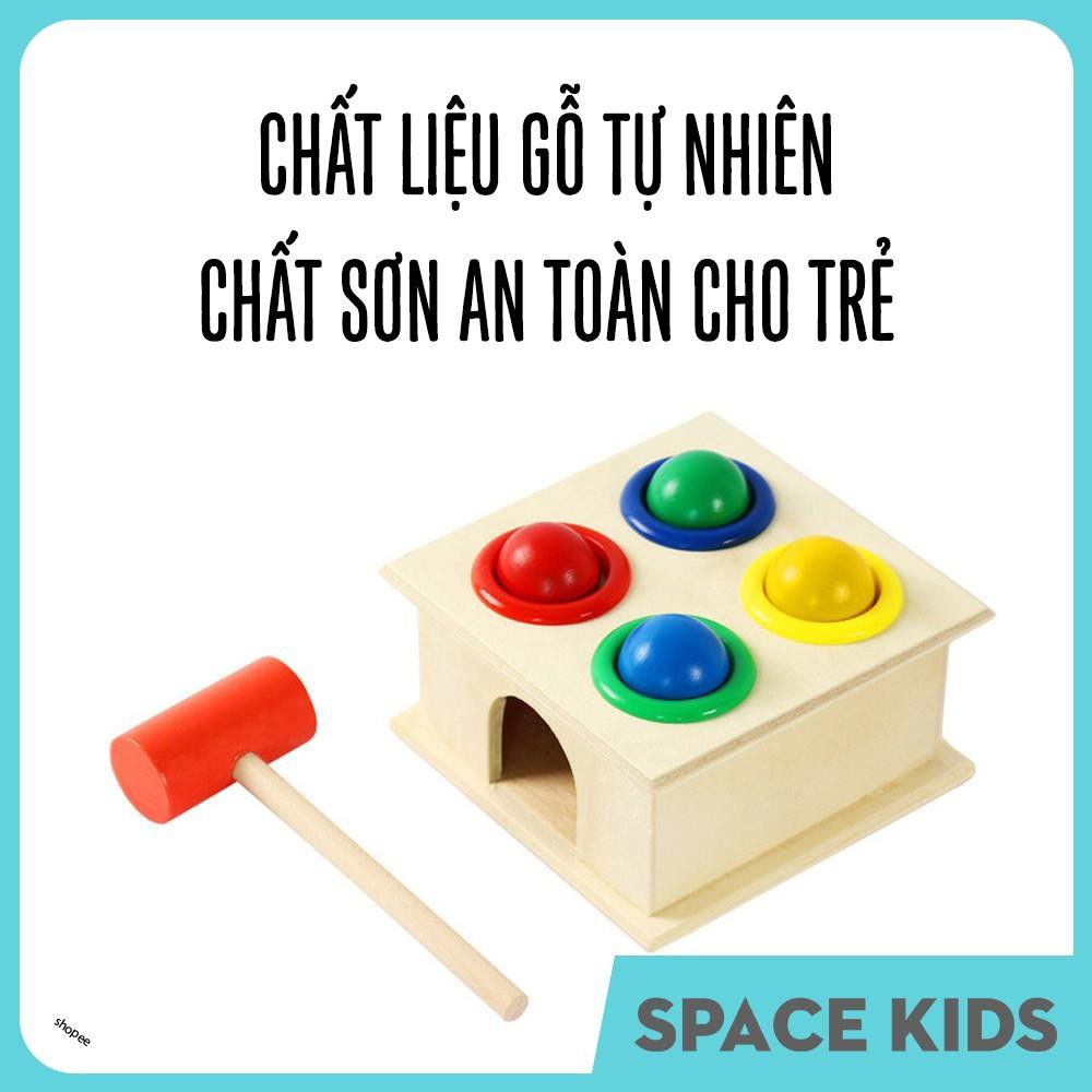 ♥ Đồ chơi gỗ hộp đập bóng gỗ nhiều màu sắc kèm búa Space Kids cho bé ♥