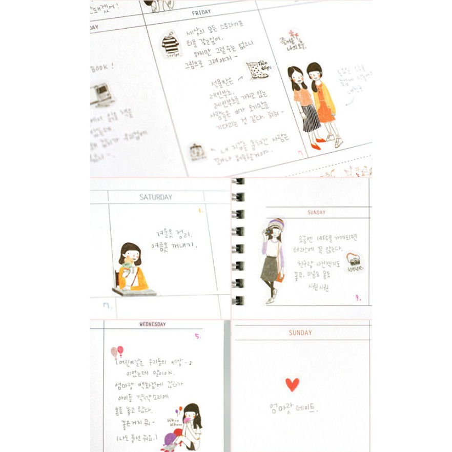 Set 6 tấm sticker mẫu cô gái tóc ngang vai paper doll