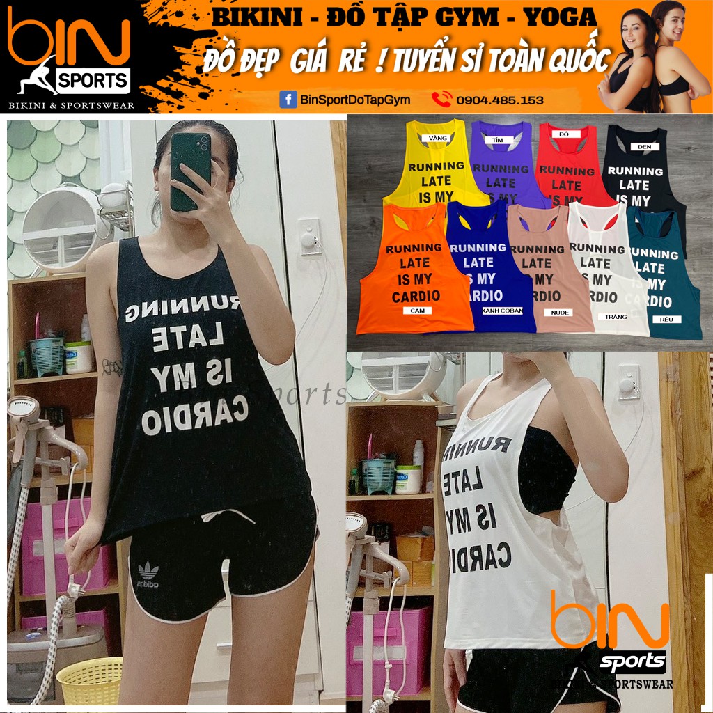 Aó Tank Chữ, Đồ Tập Yoga, Gym, Aerobic Thể Thao Bin Sports A129