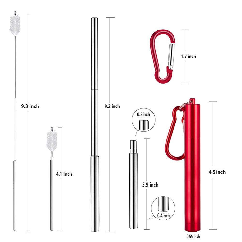 Ống hút bình nước WALFOS thép không gỉ 4 màu sắc tùy chọn thu gọn lại được dễ dàng mang theo