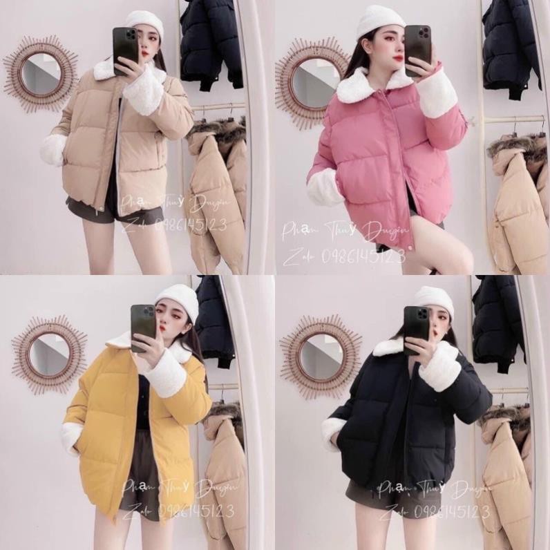 áo phao béo nữ cổ lông, áo phao nữ 3 lớp thu đông ấm áp | BigBuy360 - bigbuy360.vn