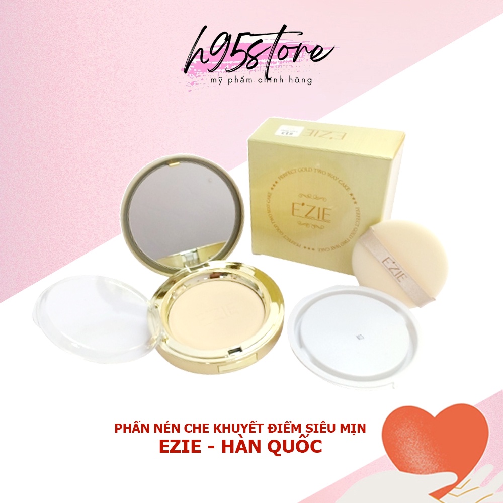 Phấn nén che khuyết điểm mềm mịn kiềm dầu cao cấp E'ZIE Hàn Quốc 14g và lõi phụ 14g