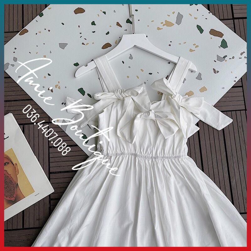 Váy Hai Dây Váy Babydoll Váy 2 Dây Bản To Phối Nơ Ngực Hàn Xẻng Điệu Đà Sang Chảnh | BigBuy360 - bigbuy360.vn