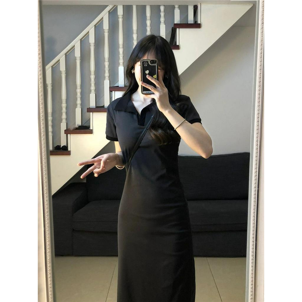 62806 Phong Cách Mới Đầm Ôm Cổ polo