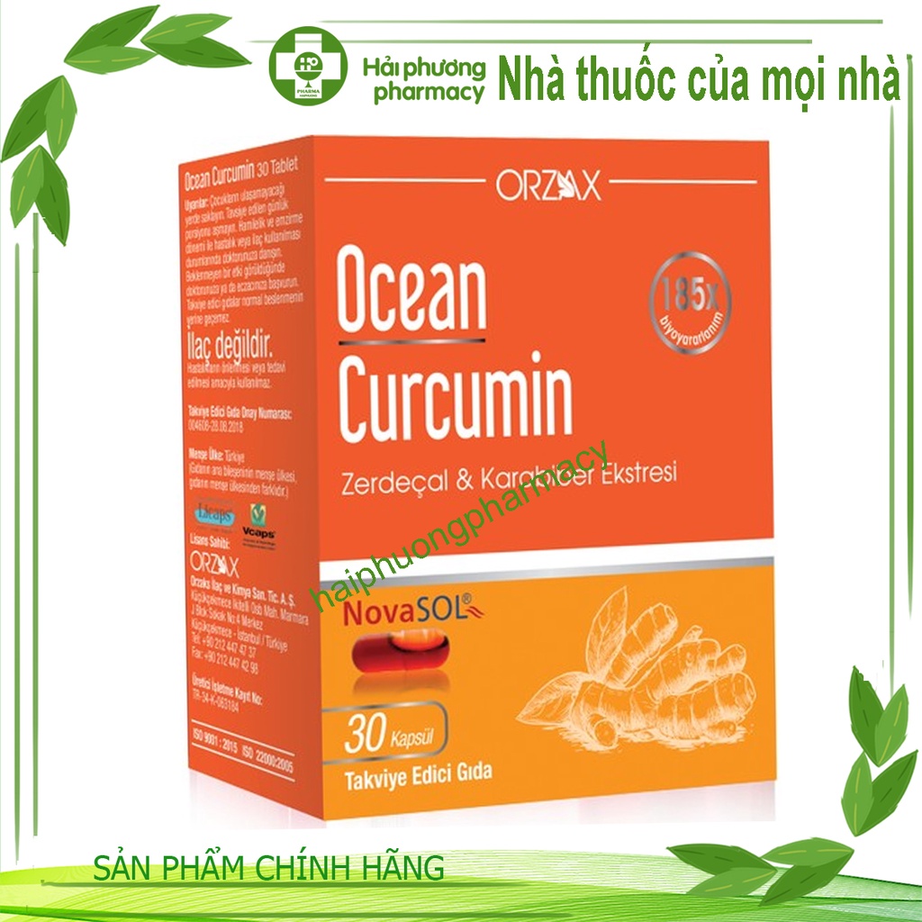 OCEAN CURCUMIN Hỗ trợ tiêu hóa và hỗ trợ giúp bảo vệ niêm mạc dạ dày 30 viên