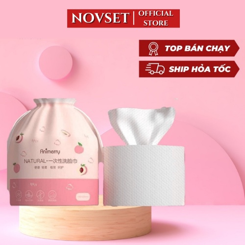 Khăn Lau Mặt Dùng 1 Lần NOVSET  Lau Khô/Lau Ướt - Khăn Giấy Đa Năng Dạng Cuộn 40 Tờ Animerry
