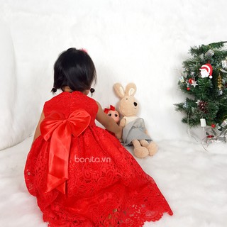 Đầm công chúa đuôi tôm nơ 2 nút( đỏ)