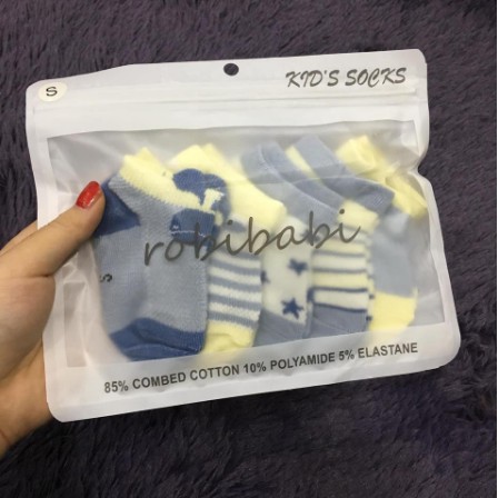Set 5 Đôi Tất Robibabi 100% Cotton Cho Bé