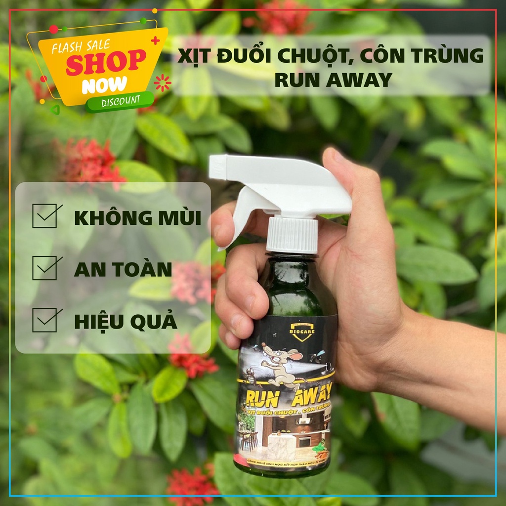 (DẠNG XỊT)Xịt đuổi chuột Run Away - Không mùi, an toàn - Xua đuổi chuột, hàng chĩnh hãng