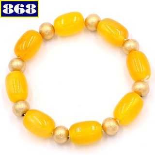 Vòng tay thạch anh vàng hình bầu 14 ly