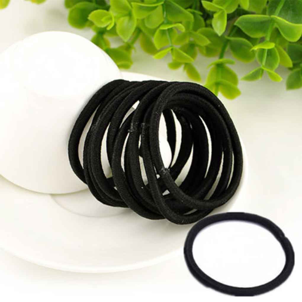 Bộ 12 dây thun cột bằng nylon màu đen tạo kiểu tóc đuôi ngựa cho nữ