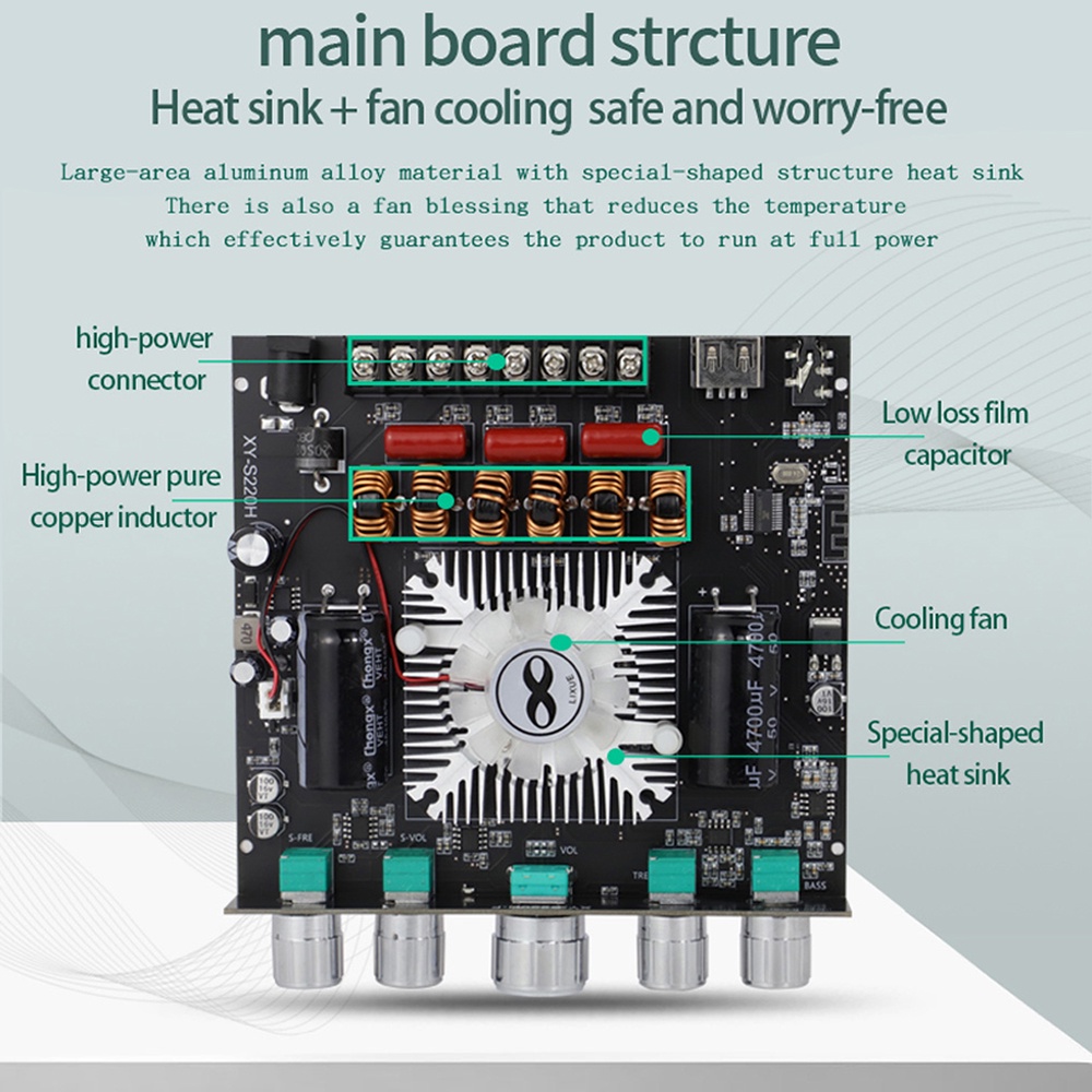 Bảng Mạch Khuếch Đại Âm Thanh mini Xy-S220H 2.1 Kênh TDA7498 160W*2+220W Chuyên Dụng Cho Loa bluetooth