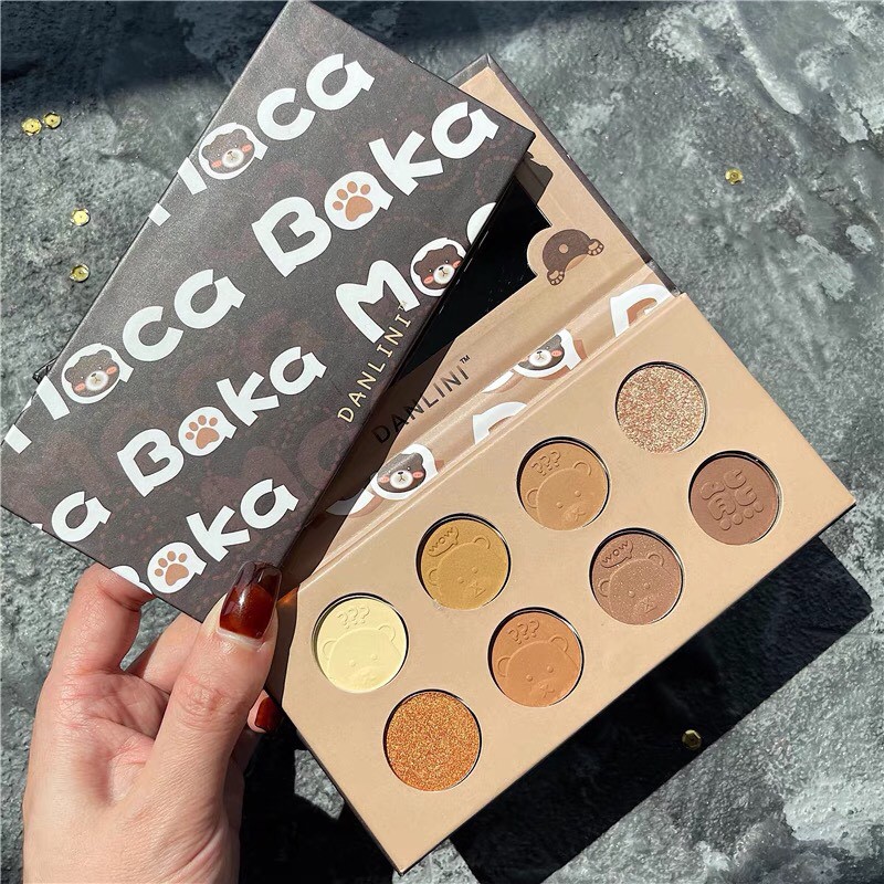 Bảng mắt gấu 8 màu DANLINI tạo khối nhũ kira dễ thương tone cam đất DANL01 | BigBuy360 - bigbuy360.vn