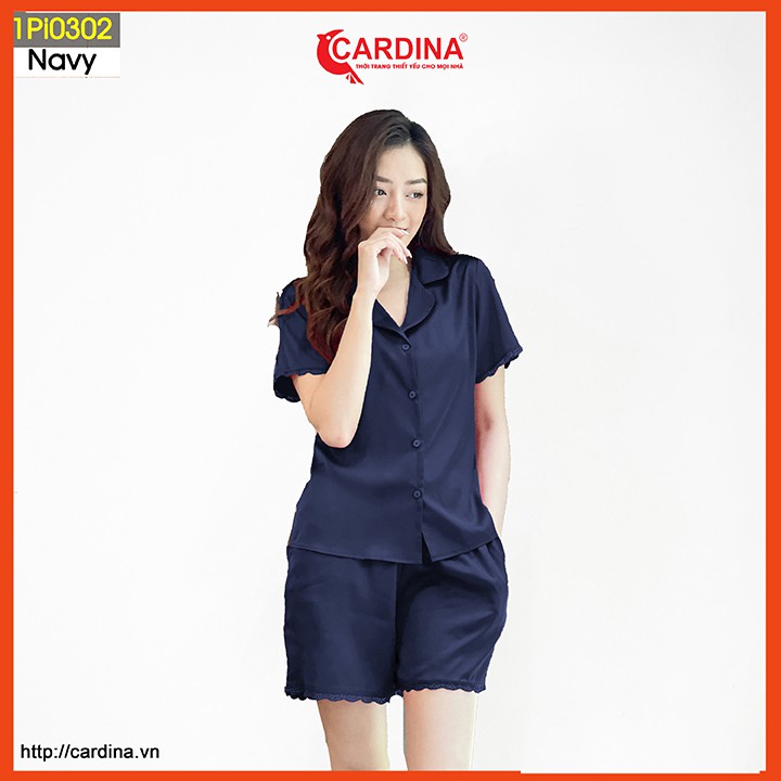 Đồ bộ pijama nữ CARDINA chất lụa satin Nhật cộc tay cao cấp viền ren mềm mại thoáng mát 1Pi03. | BigBuy360 - bigbuy360.vn