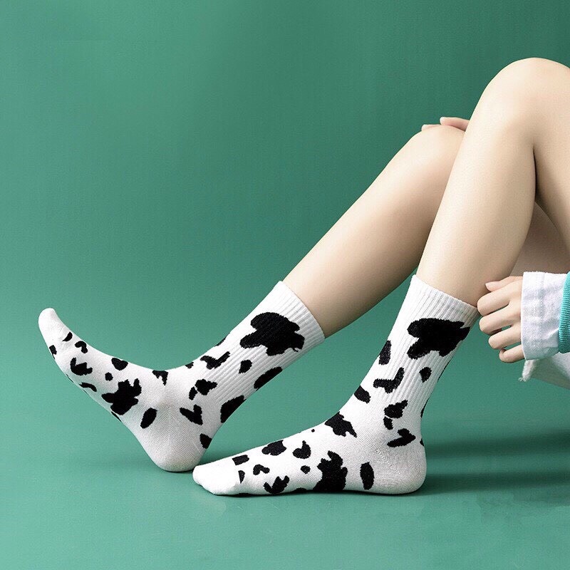 Tất Cổ Cao - Vớ Cổ Cao Nữ Họa Tiết Bò Sữa Dễ Thương Vải Cotton Thời Trang Hàn Quốc SENORITA