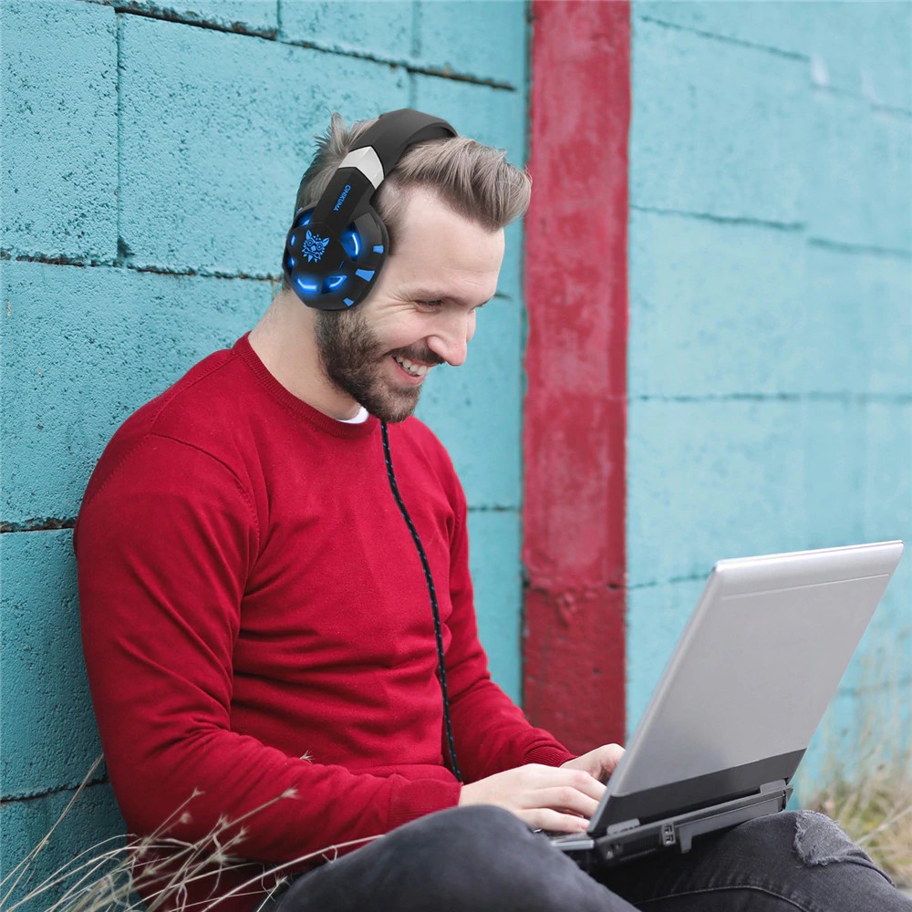 Tai nghe chơi game Onikuma K2A có dây tích hợp đèn LED và micro chất lượng cao cho laptop máy tính