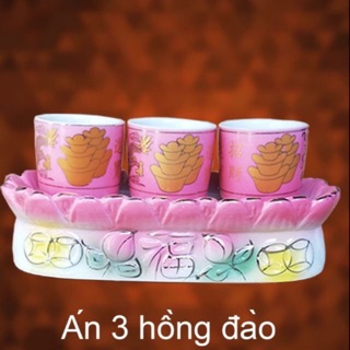 Bồ thờ cúng bộ 3 ly màu Hồng đào