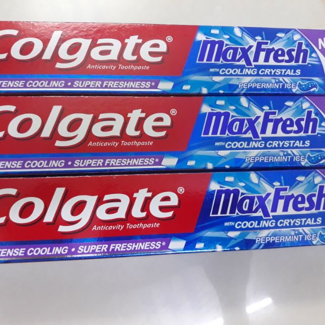 LỐC 3 TUÝP KEM ĐÁNH RĂNG COLGATE MAX FRESH 180G(hàng công ty 100%)