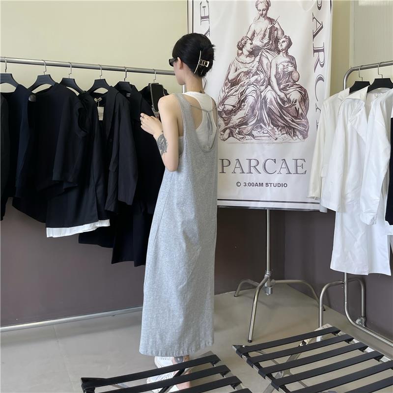 Set Đầm Dài Không Tay Và Áo Khoác Ngoài Không Tay Phong Cách Hàn Quốc