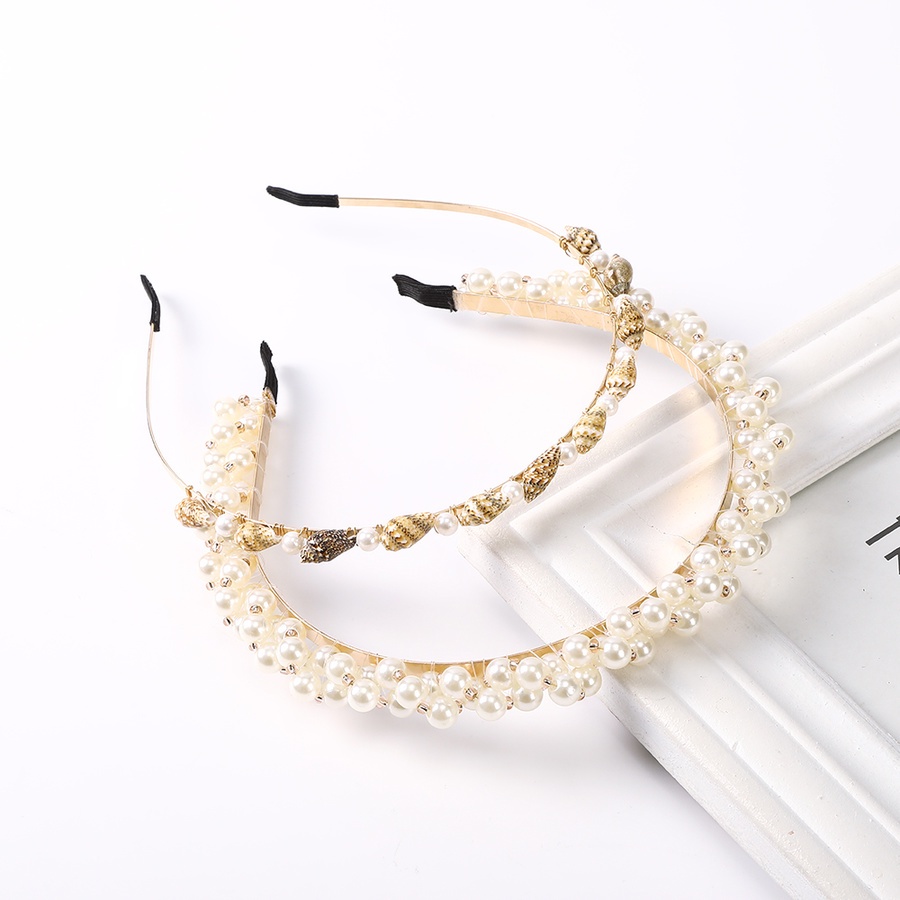 Băng Đô Cài Tóc Hình Vỏ Sò Bằng Hợp Kim Mỏng Đính Ngọc Trai Phong Cách Hàn Quốc Cho Nữ
