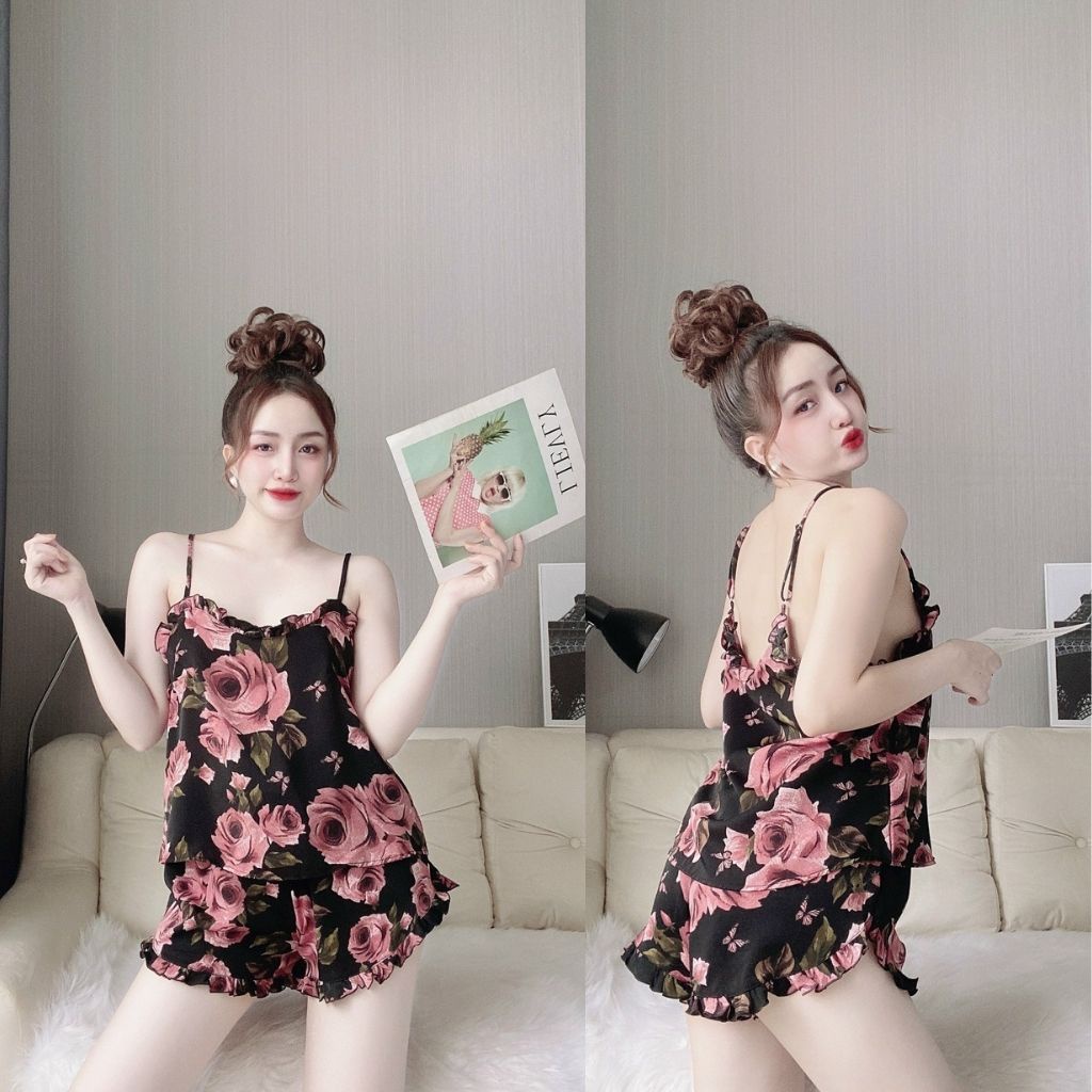 Đồ ngủ nữ, Đồ ngủ sexy lụa Mango cao cấp mềm mại xinh xắn &lt; 63kg
