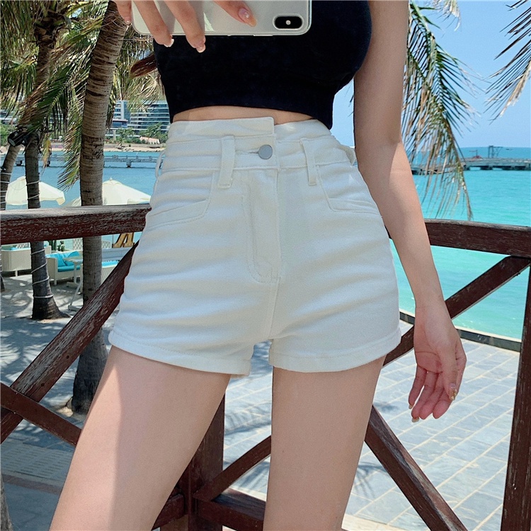 Quần Short denim Lưng Cao Ống Rộng Thời Trang Dành Cho Nữ