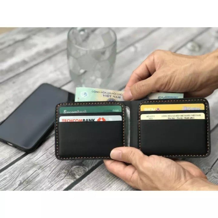 Ví nam manly da bò nappa cao cấp nhỏ gọn nhiều ngăn để tiền thẻ tiện dụng VN35 Mina Leather