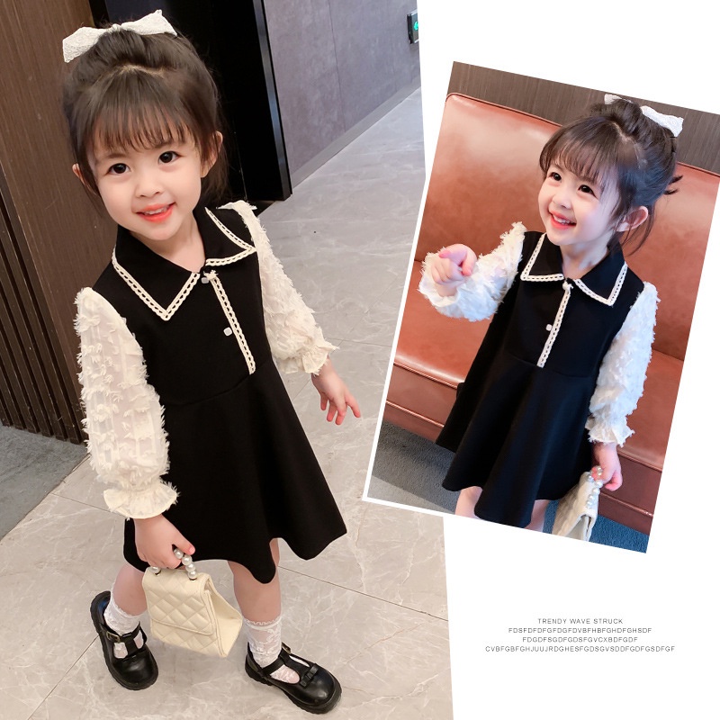 IQ ANGEL Đầm Công Chúa Phong Cách Phương Tây Hàn Quốc Mẫu Mới Thời Trang Xuân Thu Cho Bé Gái