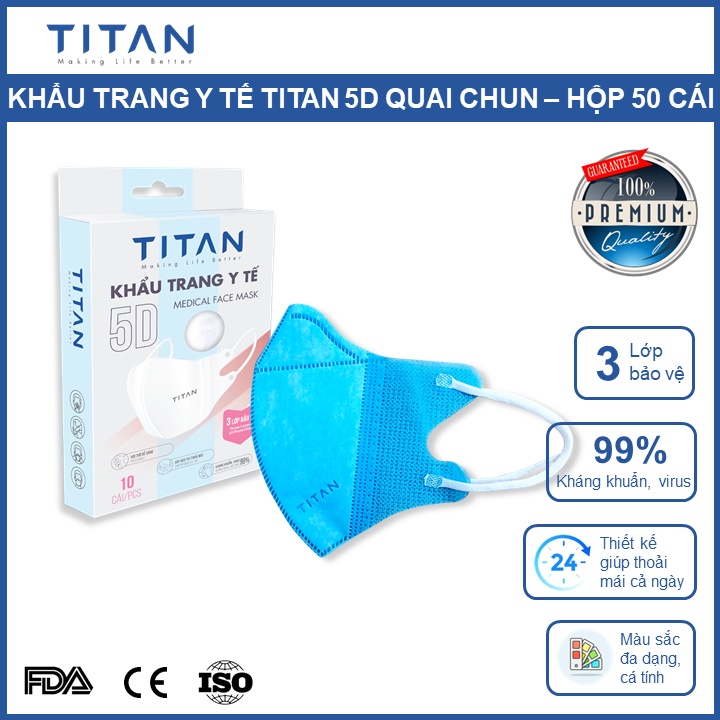 FAMAPRO x TITAN Khẩu trang y tế kháng khuẩn 3 lớp 5D Mask Titan