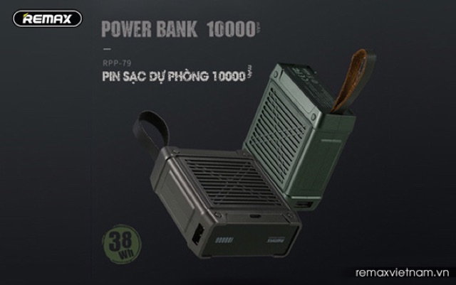 Pin sạc dự phòng quân đội 10000mAh Remax RPP-79.